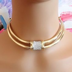 Authentic! Tiffany & Co 18k Yellow Gold 2ct Diamond Collar Necklace 15" | Fortrove Diamond Collar, Collar Necklace, Tiffany & Co., Gold Bracelet, Diamonds, Yellow Gold, Collar, Stone, Yellow