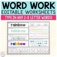 the printable word work worksheet for children to learn how to use it