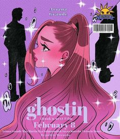 the cover to ghostin, featuring a woman with long pink hair and an image of a man standing behind her