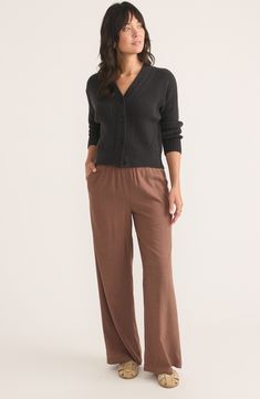 A fresh take on the fan-favorite Allison pants, this version is perfectly relaxed with full-length wide legs and the comfy elastic waist of the original. Elastic waist Side slant pockets; back welt pocket 97% Tencel lyocell, 3% spandex Tencel lyocell is a more-sustainably produced fiber made with closed-loop processing Machine wash, tumble dry Imported Warm Pants, The Comfy, Marine Layer, Stylish Pants, Sneaker Dress Shoes, Comfy Pants, Bell Bottom Pants, Wide Legs, Pair Of Pants