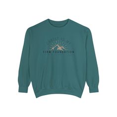 Christ Is My Firm Foundation Christian Comfort Colors sweatshirt. WE LOVE COMFORT COLORS TEES! We are confident that you will too! Comfort Color tees are garment dyed which won't fade or wash out. Direct or reactive dyes create pure intense colors that don't fade out.  The dye fully saturates the fibers of the fabric, so that if you were to cut a fiber in half, you would see color all the way through.  These garrment dyed tees are made with 100% with ring-spun cotton. Each Comfort Colors Tee Shirt is made using 100% US cotton that is ethically grown and harvested. This Christian tee shirt is so soft and comfortable with a relaxed fit that is so cozy. It is sure to become your favorite tee shirt.  They will never lose their shape: The double-needle stitching throughout the tee makes it high Comfortable Long Sleeve Tops With Text Print, Comfortable-fit Letter Print Crew Tops, Comfortable Crew Tops With Letter Print, Comfortable Long Sleeve Slogan T-shirt, Inspirational Slogan Sweatshirt In Relaxed Fit, Inspirational Crew Neck Tops With Letter Print, Inspirational Text Print Sweatshirt With Relaxed Fit, Inspirational Long Sleeve Sweatshirt With Text Print, Inspirational Relaxed Fit Long Sleeve Top