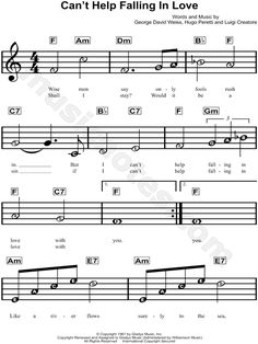 can't help falling in love sheet music