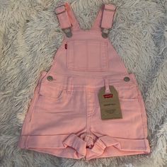 Nwt Levi’s Shortalls Short Overalls 2t Casual Pink Cotton Overalls, Trendy Pink Cotton Overalls, Levi's Shortalls With Pockets For Summer, Levi's Summer Shortalls With Pockets, Levi's Summer Shortalls, Levi's Casual Summer Shortalls, Levi's Cotton Shortalls For Spring, Levi's Shortalls With Pockets, Levi's Casual Cotton Shortalls