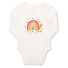 Kite organic Rainbow turtle bodysuit Onesie Design Ideas, Playful Long Sleeve Onesie For Summer, Playful Long Sleeve Summer Onesie, Cute Long Sleeve Bodysuit For Fall, Long Sleeve Cotton Bodysuit With Cartoon Print, Spring Long Sleeve Bodysuit With Cartoon Print, Cotton Long Sleeve Bodysuit With Cartoon Print, Spring Cartoon Print Long Sleeve Bodysuit, Spring Long-sleeve Bodysuit With Cartoon Print