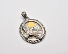 Flying Eagle Pendant Men | 24K Solid Gold Eagle Disk Pendant | AU999 Gold Pendant For Men | Realistic Eagle Charm | Gold Sun Charm Pendant for just $625.00 #EaglePendantMen #24kSolidGoldEagle #EagleDiskPendant #EaglePendant #Au999GoldPendant #FlyingEaglePendant #PendantForMen #RealisticEagle #GoldPendant #PendantMen Gold Pendants For Men, Eagle Necklace, Flying Eagle, Sun Charm