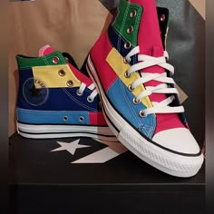 Converse Ctas Hi Colors ,University Red / Rush Blue/ 169939f / Size 7.5 Men / 9.5 Women. Chuck Taylor Lugged Hi, Colorful Converse, Chuck Taylor Lugged, All Black High Tops, Orange Converse, Converse Vintage, Converse Classic, Leather Sneakers Men, Black High Top Converse