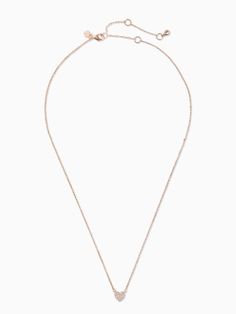 the finishing touch to your outfit. and the reason for all the oohs and aahs. | Kate Spade Yours Truly Pave Heart Mini Pendant, Clear/Rose Gold Rose Gold Heart Pendant Necklace For Party, Rose Gold Heart Charm Jewelry For Party, Rose Gold Metal Heart Necklace For Mother's Day, Party Rose Gold Jewelry With Heart Charm, Party Rose Gold Heart Charm Jewelry, Elegant Rose Gold Heart Necklace For Party, Rose Gold Heart Charm Necklace For Party, Rose Gold Heart Necklace With Charm For Parties, Elegant Kate Spade Jewelry With Adjustable Chain