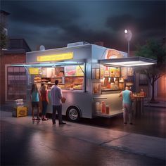 A 3d utra realistic Medium-sized food truck render with a kitchen area and service window Food Truck Art, Food Truck Aesthetic, Background Studies, Mobile Coffee Shop, Mobile Coffee, Mini Truck, Truck Interior, Truck Art, Mini Trucks