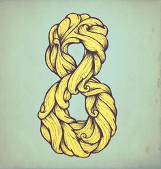 the letter b is made up of yellow braids on a light blue background,