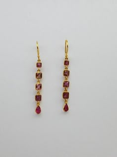 PINK TOURMALINE GOLD EARRINGS Pink Tourmaline Earrings, Pink Tourmaline Jewelry, Vintage Gold Earrings, Tourmaline Earrings, Gold Jewelry Earrings, Tourmaline Jewelry