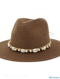 OrcaJump - Womens Summer Breathable Sun Hat Panama Beach Straw Fedora Sombrero Casual Travel Cap Bohemian Straw Bucket Hat For Outdoor, Brown Brimmed Panama Hat For Vacation, Brown Bucket Straw Hat For Outdoor, Brown Panama Hat With Short Brim For Vacation, Brown Bucket Hat For Beach Season, Brown Travel Hat For Beach Season, Brown Flat Brim Straw Hat For Vacation, Brown Wide Brim Panama Hat For Vacation, Brown Bucket Hat For Vacation