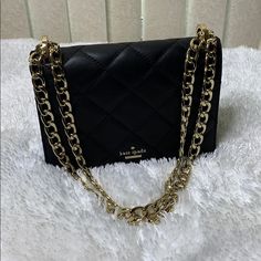 New Kate Spade Clutch Elegant Kate Spade Shoulder Bag For Party, Luxury Kate Spade Shoulder Bag, Luxury Gold Kate Spade Bag, Elegant Formal Kate Spade Clutch, Luxury Kate Spade Gold Bag, Elegant Kate Spade Everyday Clutch, Elegant Kate Spade Shoulder Bag With Chain Strap, Chic Rectangular Kate Spade Clutch, Luxury Kate Spade Bag With Chain Strap