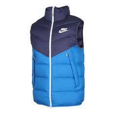 Nike Athleisure Casual Sports Down Vest Blue 928860-557 (Men's) Nike Technical Activewear For Outdoor, Nike Breathable Activewear For Outdoor Activities, Blue Technical Nylon Activewear, Blue Winter Sportswear Activewear, Blue Nike Nylon Activewear, Nike Navy Athleisure Activewear, Nike Sports Outerwear With Moisture-wicking, Blue Nylon Nike Activewear, Nike Functional Sports Outerwear