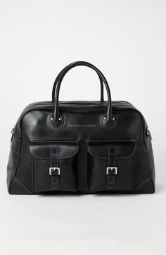 "Find BRUNELLO CUCINELLI Grained Calfskin Weekender Bag on Editorialist. Manufacturing of the grained calfskin enriches the texture with slightly uneven coloring, giving the look of the leather a “vintage” feel. Inside, the accessory is lined in fabric to protect its contents from any potential minimal contact with water. Zip closure Adjustable and detachable shoulder strap Double handle Outside pockets with flap and adjustable strap Water-resistant fabric lining 2 open internal compartments Int Mens Weekend Bag, Suit Bag, Fancy Bags, Weekend Bag, Travel Duffel, Mens Leather Bag, Eyewear Womens, Boutique Online, Garment Bags