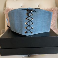 Nwt Charlotte Russe Denim W/ Black Lace-Up Detailed Corset Waist Belt -Size: Medium/Large (M/L) -Measurements Approx: Waist: 14.5”(Un Stretch) -Thickness: 6.5”(Widest Part) -Total Unzip: 30” -Color: Denim/Black -Material: 60% Denim/40% Elastic -Style: Corset Waist Belt -Details: 2 Back Snap Buttons -Condition: New W/ Tags In Packaging -Color May Vary -All Original Pics -Accurately Described & Represented -Final Sale. Backed By Pm Buyer Protection. Buyer Agrees To & Understands Condition Of Item. Trendy Spring Corset Belt For Night Out, Casual Fitted Corset Belt For Summer, Casual Summer Corset Belt, Casual Cotton Denim Top For Night Out, Cotton Corset Belt For Spring, Spring Cotton Corset Belt, Fitted Cotton Corset Belt For Spring, Denim Corset Belt, Button Corset