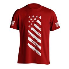 American Line T-shirt - Dion Wear Patriotic Short Sleeve T-shirt With Flag Print, Casual Red T-shirt With American Flag Print, Red Crew Neck T-shirt With Flag Print, Red Casual T-shirt With Flag Print, Patriotic Red Cotton T-shirt, Casual Red T-shirt With Flag Print, Red Graphic Tee With American Flag Print, Red American Flag Print Graphic Tee, Red American Flag Graphic Tee