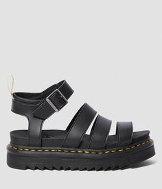 Dr. Martens Blaire Vegan Leather Sandal - Black US 11, Women's Black Strappy platform faux leather sandal AirWair arched cushion footbed Made with Felix Rub Off a soft supple synthetic material 2 1/4 chunky heel. Manmade upper. Rubber outsole.. WOMEN'S SHOE SIZE CONVERSION CHART US 5 6 7 8 9 10 11 EU 35-36 36-37 37-38 38-39 39-40 40-41 41-42 UK 3 4 5 6 7 8 9 *Conversion sizes may vary. Available in whole sizes. Half sizes need to go up to the next whole size. Apparel & Accessories > Shoes Black Doc Marten Sandals, Sandal Doc Martens, Dc Martin Sandals, Sandals Doc Martens, Black Chunky Sandals, Doc Sandles, Chuncky Shoes, Dr Martin Sandals, Doc Marten Sandals