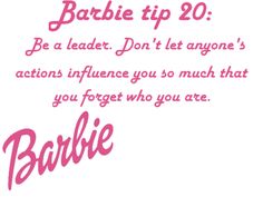 the words barbie are written in pink on a white background with an inscription below it that says barbie