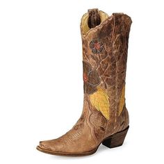 Corral Women's Daisy Overlay Snip Toe Cowgirl Boot - A2048 Casual Snip Toe Boots For Western-themed Events, Ranch Boots For Spring With Snip Toe, Bohemian Snip Toe Boots For Spring, Bohemian Boots For Rodeo In Fall, Bohemian Snip Toe Spring Boots, Bohemian Rodeo Boots For Fall, Bohemian Boots For Ranch In Fall, Bohemian Rodeo Fall Boots, Spring Bohemian Snip Toe Boots