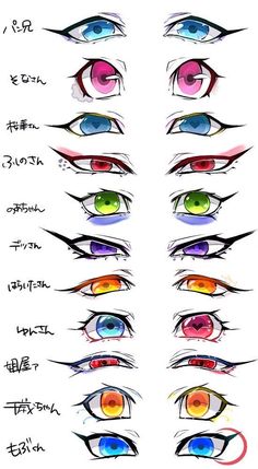 an image of different colored eyes