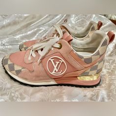 Wore Only Few Times Twice And In Excellent Condition! Shoes Louis Vuitton, Louis Vuitton Damier Azur, Damier Azur, Louis Vuitton Shoes, Louis Vuitton Damier, Womens Shoes Sneakers, Pink Color, Pink White, Shoes Sneakers