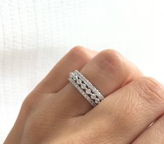 ◆TO BUY THE GOLD VERSION OF THIS SET, PLEASE CLICK ON THE FOLLOWING LINK: https://www.etsy.com/listing/544247966/gold-eternity-band-ring-stackable-rings?ref=shop_home_active_1 ◆TO BUY THE ROSE GOLD VERSION OF THIS SET, PLEASE CLICK ON THE FOLLOWING LINK: https://www.etsy.com/listing/524129335/rose-gold-stacking-ring-set-eternity?ref=shop_home_active_26 You can watch the video of these rings here: https://www.instagram.com/p/BSZEe_VAh0H/?taken-by=jadorelli&hl=en ------------------------------ Bubble Wedding Band, Eternity Ring Set, Eternity Ring Gold, Sterling Silver Stacking Rings, Sterling Silver Rings Set, Stacking Ring Set, Silver Ring Set, Full Eternity Ring, Silver Stacking Rings