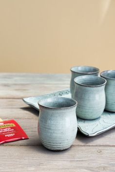 Ceramic tumbler set, SET OF TWO, Ceramic light blue cups, Pottery tumblers, Coffee lovers gift, Smal Cacao Cup, Pottery Tumblers, Altered Pottery, Cups Pottery, Clay Carving, Cup Dessert, Pottery Lighting, Pretty Pottery, Blue Tumbler