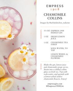 two glasses filled with lemonade and ice on top of a white table next to sliced lemons