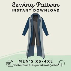 the sewing pattern for men's x - 4xl raincoat is shown