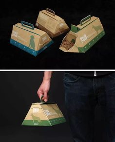 two images show the same person holding an open box