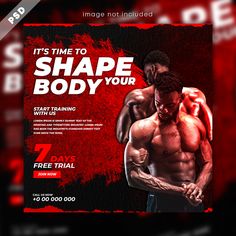 a flyer for a bodybuilding competition with an image of a man in the background