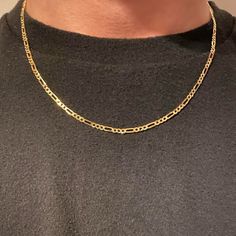 Gold Chain 14k Gold Vermeil Figaro Chain 2mm 18in .925 Italy Stamped. Made In Italy!! Was $30 Now $25!!! Chain Is : .925 Italy Stamped - 2mm - 18in - Water Resistant - Can Wear In The Shower - Gold Vermeil Is Real 14k Gold Bonded To Solid .925 Silver. It Will Last For Years And Won’t Fade/Tarnish - Great Option For The Same Color, Quality, And Longevity Of Solid 14k Gold At A Fraction Of The Cost - Shipped Same Day Or Next Day - Jewelry Box Included - Delivered In 2-3 Business Days Permanent Jewelry For Men, Men's Gold Chain Necklace, Gold Chain Necklace Men, Mens Gold Chain Necklace, Light Weight Gold Jewellery, Gold Chain Men, Gold Necklace For Men, Bard College, A Real Man