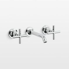 Kohler Purist Polished Chrome Wall-Mounted Bathroom Sink Faucet and Handles + Reviews | Crate & Barrel Kohler Purist Bathroom, Kohler Bathroom Sink, Wall Mount Faucet Bathroom Sink, Kohler Bathroom, Kohler Purist, Cathedral Rock, Kohler Faucet, Stainless Sink, Water Control