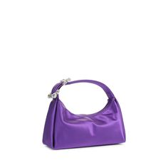 Purple Evening Shoulder Bag, Purple Evening Bags With Silver-tone Hardware, Evening Bags With Silver-tone Hardware In Purple, Purple Shoulder Bag With Silver-tone Hardware For Evening, Purple Handbags, Purple Satin, Icon Collection, Purple Bags, Sparkling Crystal