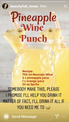 an advertisement for pineapple wine punch