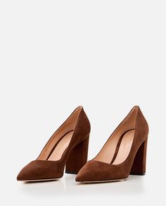 Pointed toe. Suede leather upper. Bold heel. Color: brown. Composition: 100% Suede Leather Bold Heels, Brown High Heels, Rossi Shoes, Womens Shoes High Heels, Sneaker Wedge, Footwear Design Women, Italian Luxury, High Heel Pumps, Heel Shoes