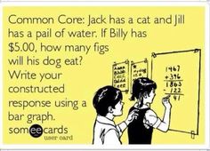 two children writing numbers on a whiteboard with the caption common core jack has a cat and i'll have a pair of water if