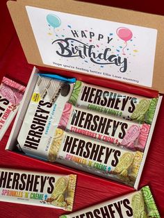 an assortment of hershey's birthday candy bars