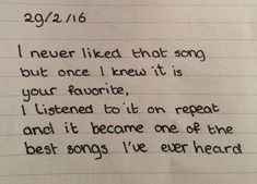 a note written to someone about their song