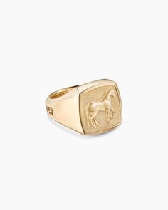 Petrvs® Horse Signet Ring in 18K Yellow Gold, 18.3mm Pinky Signet Ring, Mens Pinky Ring, Mens Rings, Signet Ring Men, Yellow Jewelry, Chain Strap Bag, Lapis Lazuli Ring, Wedding 2024, David Yurman Jewelry