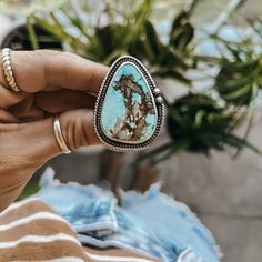 Sterling Silver Turquoise Ring, Large Stunning Blue Stone, Size 7, No Flaws Or Issues, Like New! Silver Turquoise Ring, Sterling Silver Rings Turquoise, Navajo Jewelry, Ring Color, Jewelry Inspo, Handmade Sterling Silver, Silver Turquoise, Turquoise Sterling Silver, Blue Stone