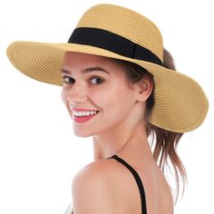 PRICES MAY VARY. Lightweight & Breathable - Our summer straw hat is made of high-quality, eco-friendly paper straw material, which makes it lightweight, breathable, and flexible; Tightly woven to ensure high durability and added comfort. Put on this lovely sun hat and enjoy your day out in the sun UV Protection & Wide Brim - Wide brim (approx. 4 in.) with premium sun protective straw helps shield your face, neck, and ears, thus protecting your skin from the sun and harmful UV rays. This sun hat Eco-friendly Lightweight Straw Hat For Spring, Eco-friendly Lightweight Straw Hat For Vacation, Packable Bucket Hat For Beach Season, Vacation Sun Straw Hat, Vacation Sun Straw Hat In Paper Straw, Paper Straw Hat For Sunbathing Vacation, Vacation Sunbathing Paper Straw Hat, Vacation Sun Straw Hat Made Of Paper, Vacation Paper Straw Hat For Sunbathing