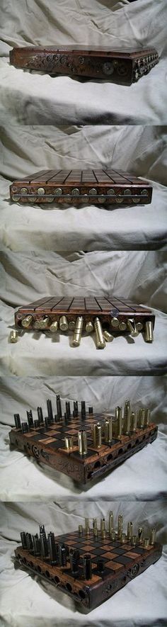 four different types of musical instruments are lined up on a white sheeted wall behind them