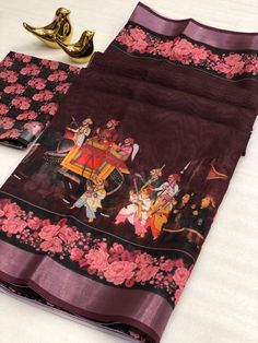 Soft linen cotton saree with a large Zari border, featuring a Pichai digital print concept and elegant Kalamkari print. The saree also includes a contrasting big pallu with attached tassels for added elegance. Saree Cut: 5.50 mt Saree Blouse: 0.80 mt || Easy Hand Wash ||  || 100% Quality assurance Item || Cheap Sarees, Google Review, Kalamkari Saree, Organza Sarees, Black Beaded Jewelry, Saree Dress, Fancy Sarees, Banarasi Sarees, Georgette Sarees