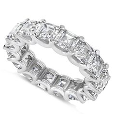 Radiant-Cut Diamond Eternity Wedding Band Ring 14k White Gold 9ct - AD2365 Luxury Dazzling White Eternity Band, White Asscher Cut Elegant Eternity Band, Asscher Cut Diamond White Eternity Band, Asscher Cut Diamond Eternity Band In Diamond White, Diamond White Asscher Cut Eternity Band, Cubic Zirconia Eternity Band With Asscher Cut Prong Setting, Silver Asscher Cut Eternity Band, Silver Asscher Cut Eternity Band Fine Jewelry, Asscher Cut Eternity Band With Diamond Accents