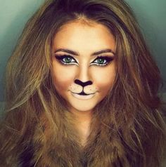 Lion make up Cat Face Makeup, Lion Makeup, Lion Halloween, Animal Makeup, Face Painting Designs, Halloween Makeup Looks