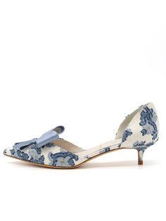 Cliff d'Orsay Kitten Heel White Kitten Heels, Cowboy Shoes, Heels Blue, Timeless Shoes, Special Occasion Shoes, Bow Pumps, White Kittens, Blue Pumps, Satin Heels