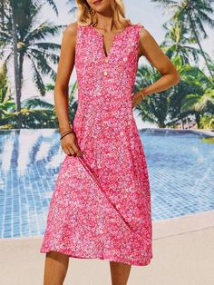 Product Title :V Neck Floral Loose Vacation Dress Product Measurements cm Size US Waist Bust Hip S 6-8 70-74 88-92 96-100 M 10 75-78 93-96 101-104 L 12 79-84 97-102 105-110 XL 14 85-90 103-108 111-116 XXL 16 91-96 109-114 117-122 Product Details Sleeve Length:Sleeveless Edition type:Loose Dress Length:Midi Accessories:No Waistlines:Natural Elasticity:No Elasticity Silhouette:A-Line Dress type:Others Thickness:Regular Size Type:Regular Size Neckline:V neck Activity:Daily,Vacation... Sleeveless Printed Red Midi Dress, Red Printed Sleeveless Midi Dress, Red Sleeveless Printed Midi Dress, Sleeveless Red Printed Midi Dress, Causal Dresses, Over 60 Fashion, Linen Fashion, Vacation Dress, 60 Fashion