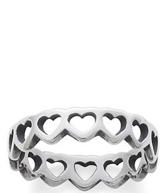 Comprised of tiny hearts around its circumference&#x2C; this sterling silver band is a symbol of passion&#x2C; love and commitment. From James Avery&#x2C; the Tiny Hearts band ring features:sterling silverslip-on closureapprox. 0.88" widthMade in USA. Adjustable White Gold Stackable Heart Ring, Adjustable Stackable White Gold Heart Ring, Silver Round Band Jewelry For Valentine's Day, James Avery Mens Rings, James Avery Rings, Heart Band, Casual Rings, Sterling Silver Jewelry Rings, James Avery