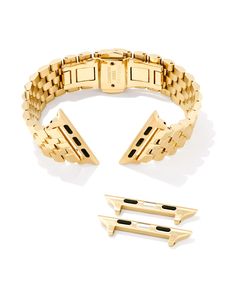 Kendra Scott Alex 5 Link Watch Band The Alex 5 Link Watch Band from Kendra Scott is a stylish and professional addition to your Apple Watch. Crafted from premium materials, this watch band is designed for durability and comfort. A great addition to any wardrobe. Closure: Butterfly Clasp * Compatible with Apple Watch® Series 1-9, Apple Watch® Ultra Kendra Scott Store, Apple Watch Ultra, Kendra Scott Earrings, Watch Ultra, Golden Ring, Samsung Galaxy Watch, Apple Watch Series 1, Double Ring, New Bands